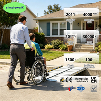 Rampe pliante légère en alliage Simplywalk, capacité 300 kg, 88 cm, courbée, pour chargement sur plateau de camionnette, pour personnes à mobilité réduite, usine certifiée ISO 13485