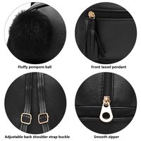 Benutzer definierte Mini Rucksack Geldbörse für Mädchen Teenager Frauen Geldbörsen Weiß PU Leder Pom Rucksack Umhängetasche mit Charm Quaste