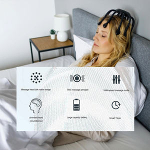 เครื่องนวดศีรษะไฟฟ้ารูปปลาหมึก บรรเทาความเครียด นวดหนังศีรษะ 360 องศา ไร้สาย พร้อมหัวนวดซิลิโคน 20 แฉก - Product Image 3