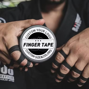Bande adhésive pour doigts de sport athlétique, BJJ, en coton, blanche et noire, imperméable, élastique, facile à déchirer, protection contre les chocs, logo personnalisé imprimé - Product Image 1