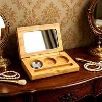 Boîte d'emballage vide pour maquillage en bambou avec logo personnalisé, palette de fards à paupières avec miroir, vente en gros