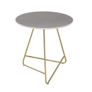 핫 세일 독특한 디자인 라운드 금속 다리 석영 커피 사이드 테이블 라운드