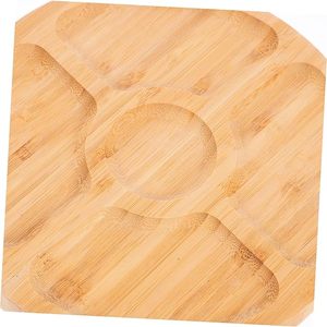 Plato de postre de bambú rústico, bandeja de mesa de café, bandeja de pan dividida, soporte para servir comida para fiesta, boda, bandeja de madera decorativa - Product Image 6