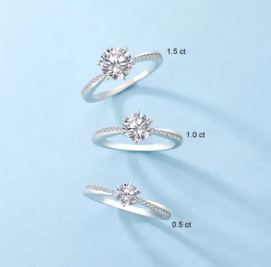 1ct Moissanite Engagement <b>Ring</b> Round <b>Solitaire</b> Lab Created Diamond White Gold Plated 925 Sterling <b>Silver</b> Wedding Promise <b>Rings</b> - Product Image 3