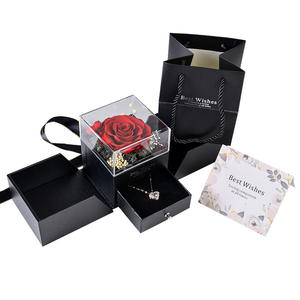 Cadeaux de Saint Valentin Fête des Mères Bijoux de Fleurs Préservées Boîte en Acrylique Rose éternelle pour toujours - Product Image 4