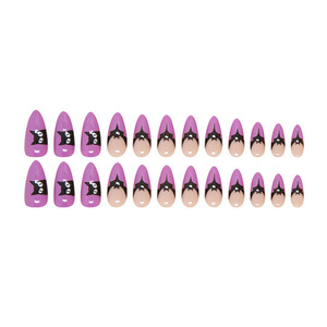 Ensemble d'ongles français simples <span class=keywords><strong>Halloween</strong></span> <span class=keywords><strong>manucure</strong></span> chauve-souris violette avec ongles portables détachables <span class=keywords><strong>pour</strong></span> étrangers - Product Image 5