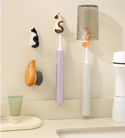 Patère murale adhésive en plastique motif chat de dessin animé, à décoller et à coller, pour la maison, la salle de bain et la cuisine