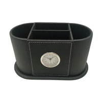 Porte-stylo multifonction en cuir PU et carton de forme ovale LG-B067, horloge, cadre photo, accessoires de bureau, boîte de rangement (personnalisable)