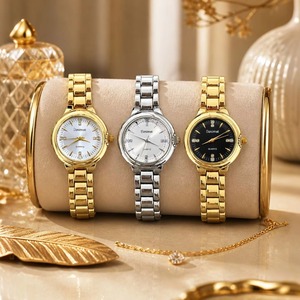 Reloj para Mujer con Incrustaciones de Diamantes de Imitación, Reloj de Cuarzo con Esfera Redonda, Caja de Aleación, Correa, Regalo Casual Diario, Reloj de Pulsera - Product Image 1