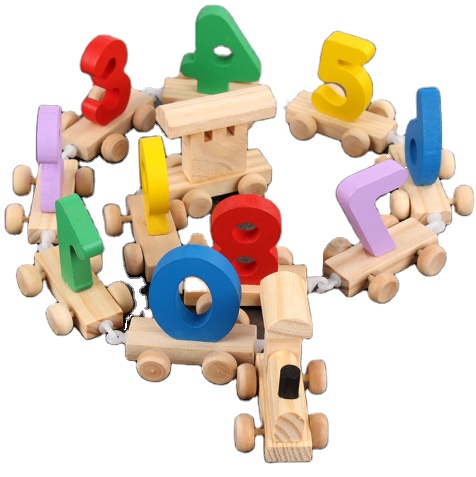 Образовательный пазл, сборный цветной строительный блок, деревянные игрушки, Цифровой поезд