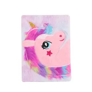 Japanese and Korean Cartoon Cute Color Unicorn Plush Notebook Embroidery Handheld Account Book Notebook Gift Spot