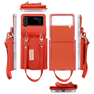 Cartera de cuero de lujo VIETAO <span class=keywords><strong>Flip</strong></span> Z3 <span class=keywords><strong>Z4</strong></span> funda zflip 4 funda de tarjeta para <span class=keywords><strong>Samsung</strong></span> Z <span class=keywords><strong>Flip</strong></span> 6 5 funda de teléfono con soporte de mano de anillo - Product Image 4