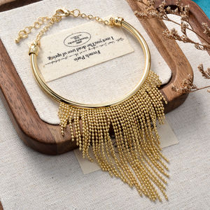 Fashion Jewelry 14K Gold Plated Classic Engagement Tassels Earring Necklace <b>Bracelet</b> Wedding <b>Bride</b> Sets for Women - Product Image 4