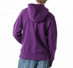 Sudadera con <span class=keywords><strong>Capucha</strong></span> Personalizada con Logotipo, 100% Algodón, Cierre Completo, Color Morado Sólido, con Bolsillos, Estilo Hip Hop Casual para Hombre - Product Image 2