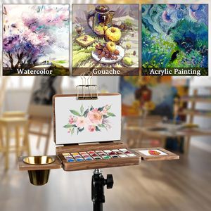 จานสีไม้ XinyiArt สำหรับสีน้ำ 24 ช่อง กล่องไม้วอลนัทสีดำ สำหรับพกพาเดินทาง ใช้งานกลางแจ้ง เหมาะสำหรับศิลปิน - Product Image 6