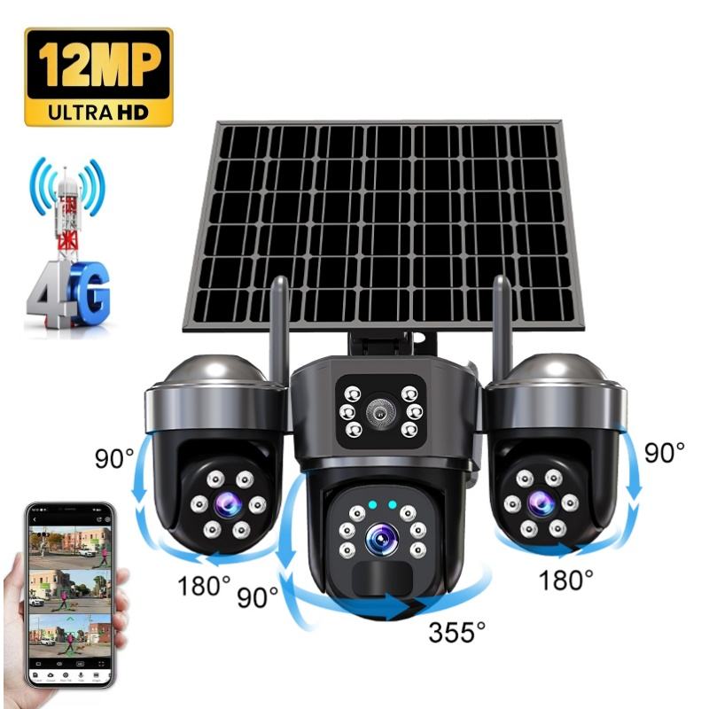 12MP Multi-camera Smart 4G Sim Card Wifi Solar Energy Dual Linkage ...