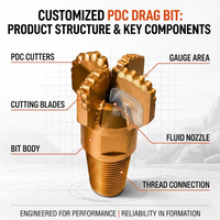 Буровое долото Drillsoltek 2026 PDC с индивидуальной настройкой, долото PDC для направленного бурения (HDD) водозаборных скважин и горнодобывающей промышленности