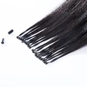Wholesale microlink loops ring human keratin extensions virgin brazilian hair micro links hair extensions kinky straight