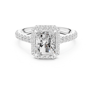 Anillo de Compromiso de Diamante Cultivado en Laboratorio de 2 Quilates con Corte Radiante y Halo Solitario para Mujer, Plata de Ley 925, Certificado IGI, para Boda o Fiesta - Product Image 4