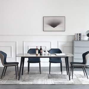 Mới Bắc Âu hiện đại sang trọng bàn ăn và ghế đặt <span class=keywords><strong>6</strong></span> chỗ ngồi với chân thép carbon và đá cẩm thạch hàng đầu cho nhà - Product Image 4