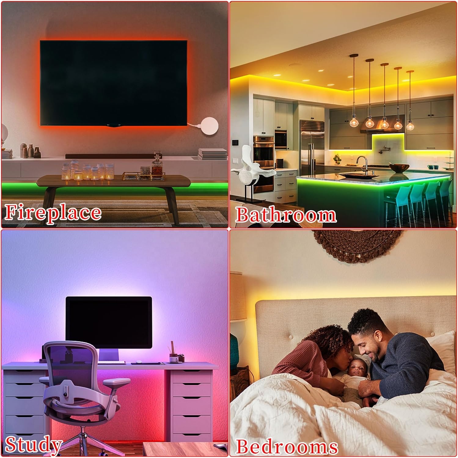 Hongshe Smart RGB LED Strip Lights - Music Sync App Control for Home Decoration