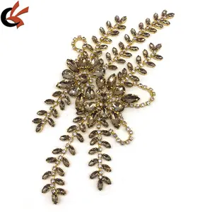 Handmade Flower and Leaf Shaped Crystals Rhinestone Patches Ornament for Bride Banquet Hair Dress Decorations