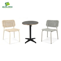Ensemble de salle à manger d'extérieur 3 pièces Sunland de haute qualité, table pliable en aluminium, structure K/D, chaise adaptée pour les cafés et les restaurants