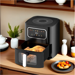 Friteuse à air moderne 10L/8L avec écran LCD, sans huile, pour usage domestique, en plastique, économe en énergie - Product Image 4