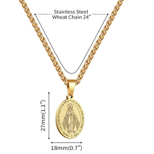 Religieux Marie Mère <span class=keywords><strong>de</strong></span> Dieu Pendentif Figaro Chaîne Non Ternir Bijoux En Acier Inoxydable Vierge Marie Collier pour Femmes Hommes - Product Image 6