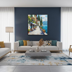Peinture à l'huile <span class=keywords><strong>Bellagio</strong></span> Lac de <span class=keywords><strong>Como</strong></span>, paysage urbain, art impasto, paysage italien - Product Image 3