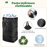 Poubelle de recyclage OdenPeak avec couvercle 110L, bac de stockage pour bouteilles, collecteur de bouteilles, conteneur compacteur pour cuisine, plastique, verre, papier