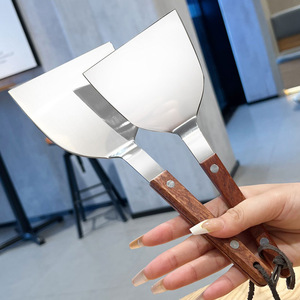 Stainless Steel Kitchen Spatula Set 3 <b>Pc</b> Wooden Handle Heat Resistant For Cooking Steak Pizza Teppanyaki - Product Image 4