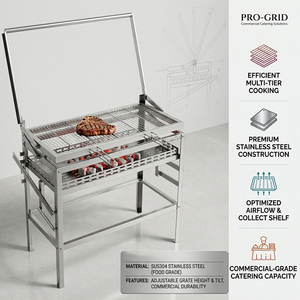 Parrilla de Barbacoa Giratoria Portátil Comercial para Exteriores, de Carbón, de Acero Inoxidable 304, <span class=keywords><strong>Plegable</strong></span> - Product Image 2