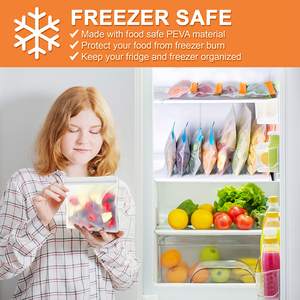 Пищевой многоразовый пакет на молнии, пластиковый пакет для упаковки сэндвичей PEVA, пакеты для хранения закусок и пищевых продуктов с верхней молнией - Product Image 4