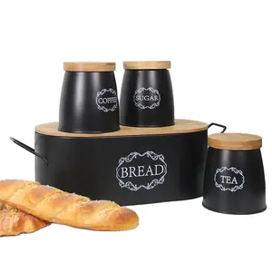 Canisters sets for the kitchen storage metal tea sugar coffee canister bread bin