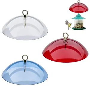 Mangeoires à colibris modernes avec couvercle de pluie transparent en plastique protecteur, dôme anti-écureuil, cage à oiseaux, protection automatique contre la pluie - Product Image 4