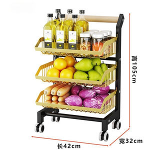 Étagère <span class=keywords><strong>de</strong></span> rangement pour légumes <span class=keywords><strong>de</strong></span> cuisine, <span class=keywords><strong>chariot</strong></span> <span class=keywords><strong>de</strong></span> rangement multi-niveaux sur pied pour la maison, en métal <span class=keywords><strong>complet</strong></span> - Product Image 6