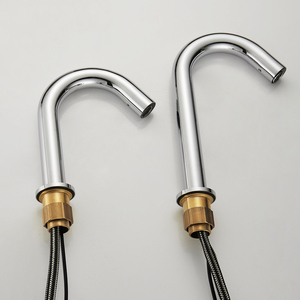 Robinet <span class=keywords><strong>de</strong></span> salle <span class=keywords><strong>de</strong></span> bain mural moderne à capteur automatique en alliage <span class=keywords><strong>de</strong></span> zinc chromé poli, sans contact, à arc élevé, mitigeur pour lavabo sur colonne - Product Image 5