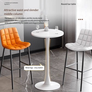 Mesa de <span class=keywords><strong>Bar</strong></span> Tulip Moderna, Icónica, con Pedestal, Mesa Alta de Bistro, Redonda, Blanca/Negra, para Oficina, Terraza o Balcón - Product Image 3