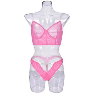 Fournisseurs de <span class=keywords><strong>lingerie</strong></span> <span class=keywords><strong>sexy</strong></span> en strass pour filles noires, <span class=keywords><strong>lingerie</strong></span> féminine transparente, soutien-gorge push-up et ensemble de culotte en forme de V, <span class=keywords><strong>lingerie</strong></span> rose - Product Image 4