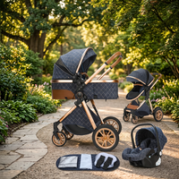 Ensemble siège auto et poussette pour bébé 4 en 1, poussette bébé Kinderwagen 3 en 1, poussette bébé pliable de luxe à position haute 3 en 1