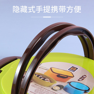 Rectangular And <b>Round</b> Plastic Lunch <b>Box</b> With Handle Blue Red Yellow Green Solid Color Student Bento <b>Box</b> For School Use - Product Image 2