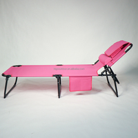 Chaise longue de plage pliable et durable en tissu Oxford pour piscine extérieure, chaise de bronzage en métal avec trous pour le visage et les bras