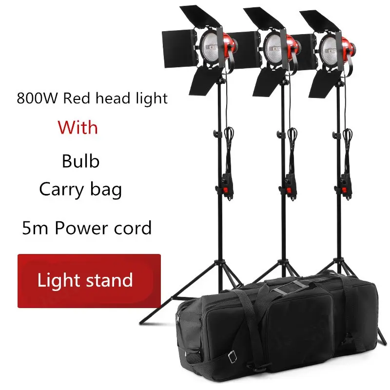 Best quality Continuous Video Light Red Head Film Photo 800W studio continuous lighting photography equipment lamp kit