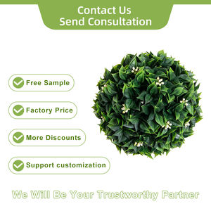 Q112 ukuran kustom plastik hijau bougnvil daun dengan buah Topiary bola tanaman sentuhan nyata buatan bola gantung - Product Image 3