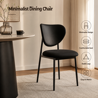Chaise de salle à manger noire minimaliste, dossier incurvé ergonomique, pieds en métal, luxe moderne pour la maison, le café, l'hôtel