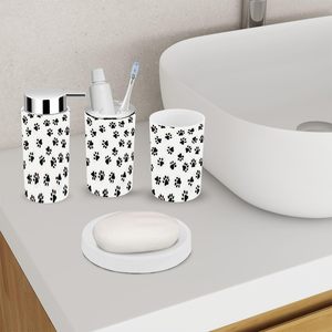 Juego de accesorios de baño, 6 piezas, impresiones sin costuras, pata bonita para cachorro de <span class=keywords><strong>pie</strong></span>, juegos de baño modernos, baño, decoración del hogar en Stock - Product Image 3