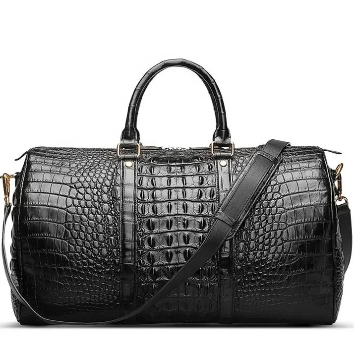 Customize Crocodile Duffel Bag, Genuine Leather Sports Overnight Duffel Round Traveling bag
