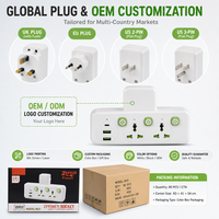 Stop Kontak Universal Multifungsi Ekstensi Daya 2 Outlet USB 2M Kabel Dapat Disesuaikan Stasiun Pengisian Daya Garasi