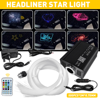 Luces ambientales LED de fibra óptica para techo de coche, 600 piezas, 12V CC, con efecto centelleante y control remoto por APP